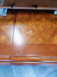 Grand Dining Table with 2 Leaves and 6 Fabric Chairs, 2 Leather Chairs