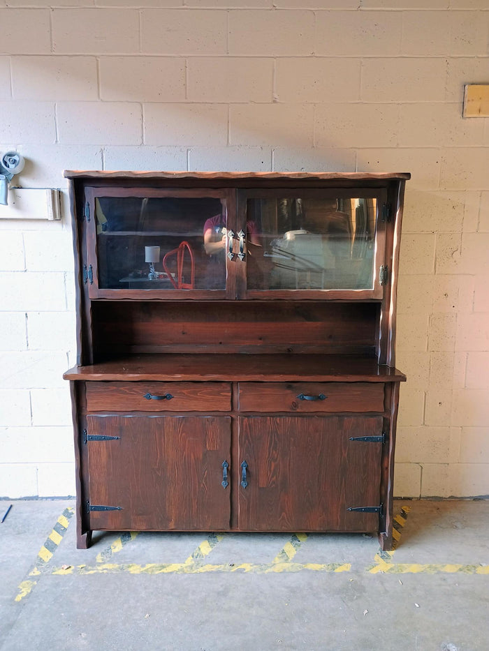 Reddish Brown Finish Hutch Cabinet