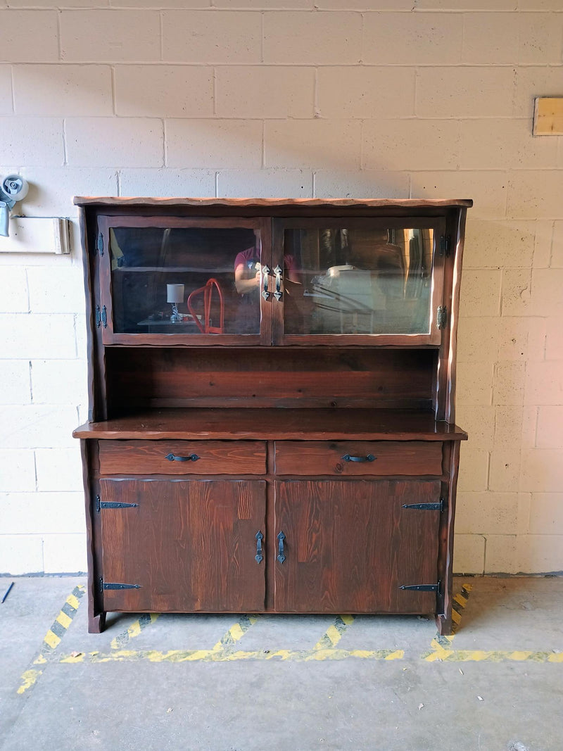 Reddish Brown Finish Hutch Cabinet