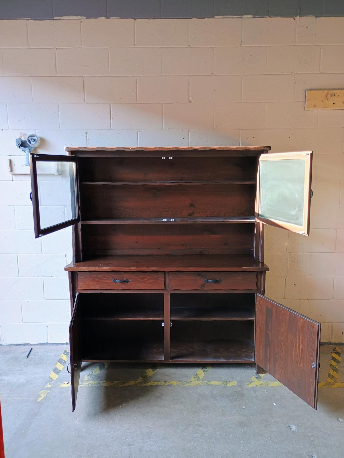 Reddish Brown Finish Hutch Cabinet