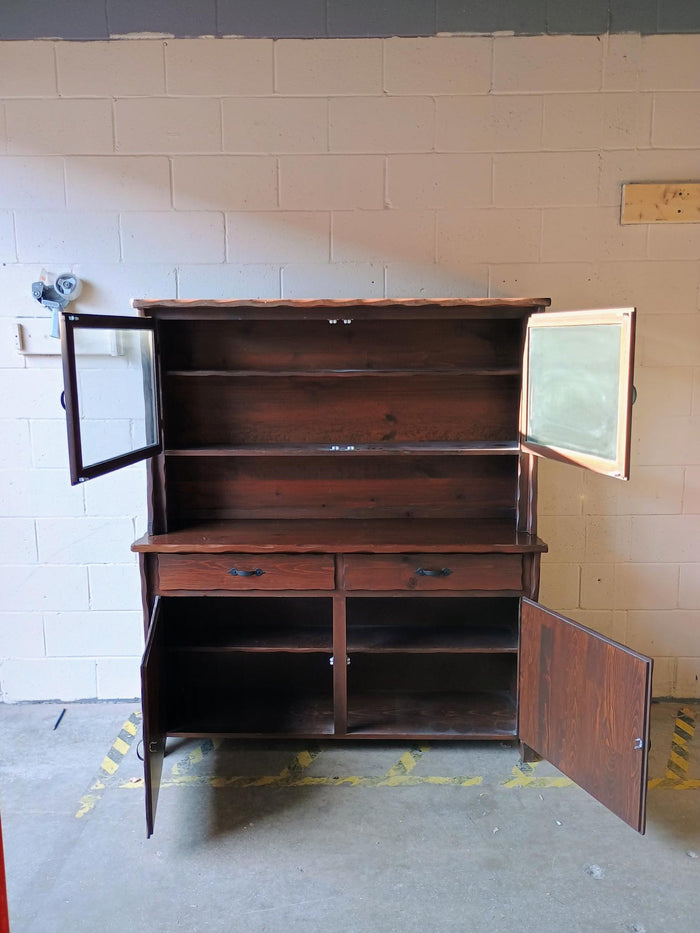Reddish Brown Finish Hutch Cabinet