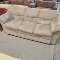 80"W 3-Seat Sofa in Beige Velour