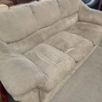 80"W 3-Seat Sofa in Beige Velour