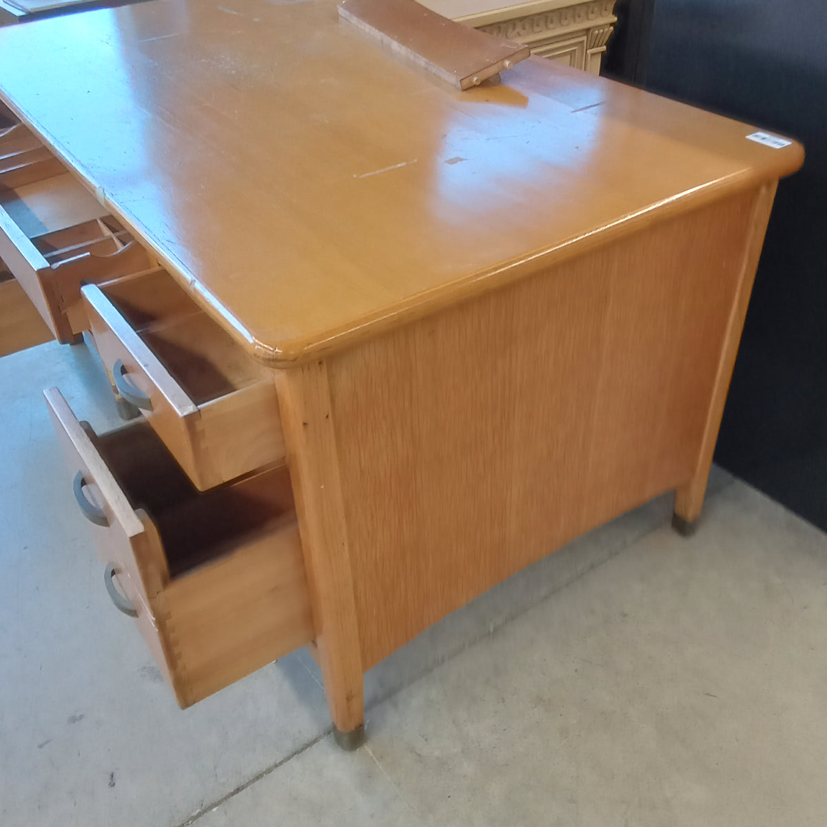 60"W Solid Oak Double Pedestal Desk