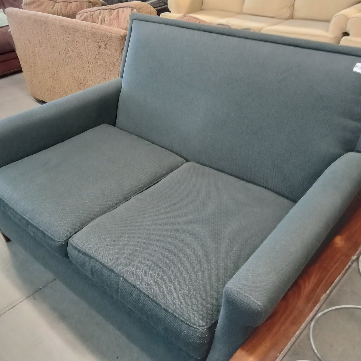 60"W Gray Fabric Love Seat