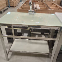 36"W Chrome Vanity with Glass Sink