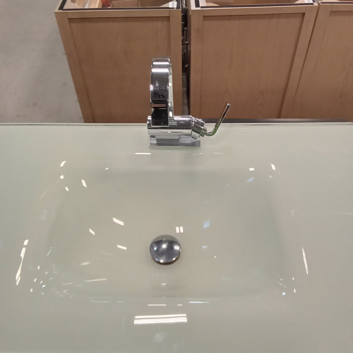 36"W Chrome Vanity with Glass Sink
