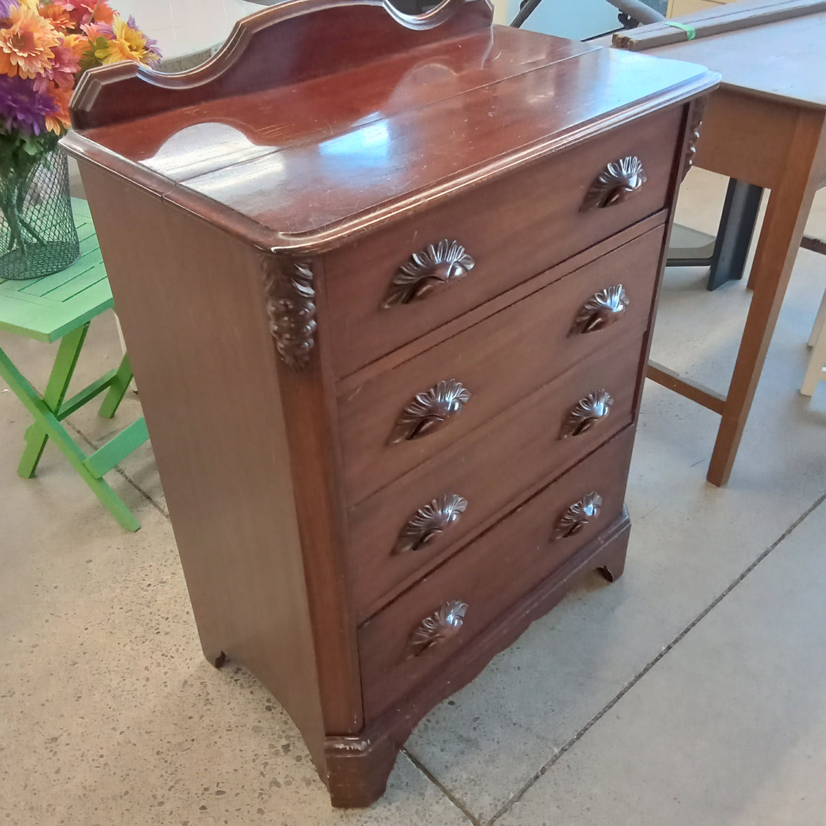 28"W Solid Wood Vintage Drop Top Secretary Desk