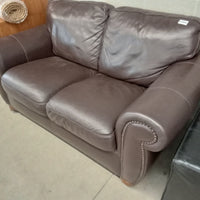66"W Brown Leather Love Seat