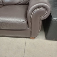 66"W Brown Leather Love Seat