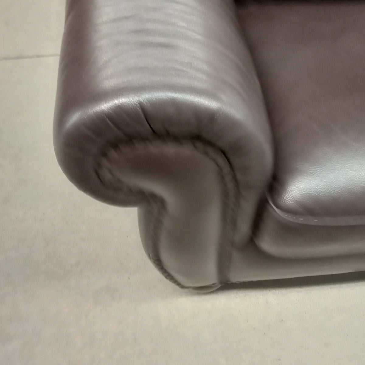 90"W Brown Leather 3-Seat Sofa