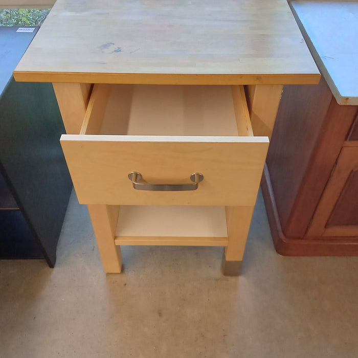 26"W Butcher Block Kitchen Table with Drawer