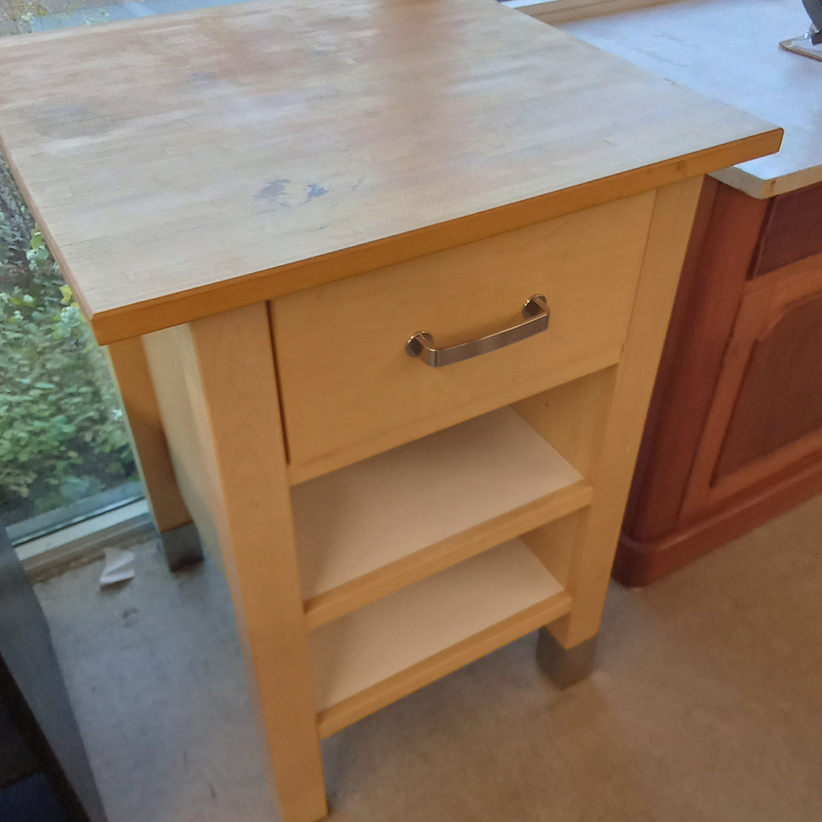 26"W Butcher Block Kitchen Table with Drawer