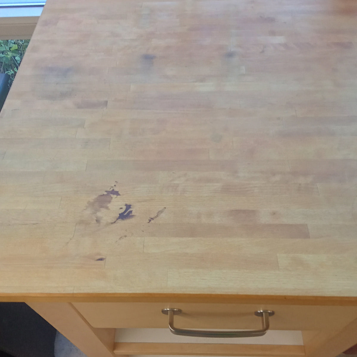 26"W Butcher Block Kitchen Table with Drawer