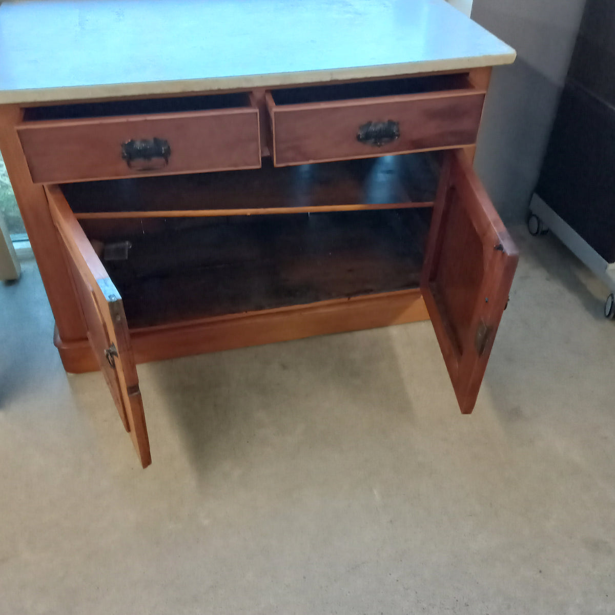 44"W Small Kitchen Island with Marble Top