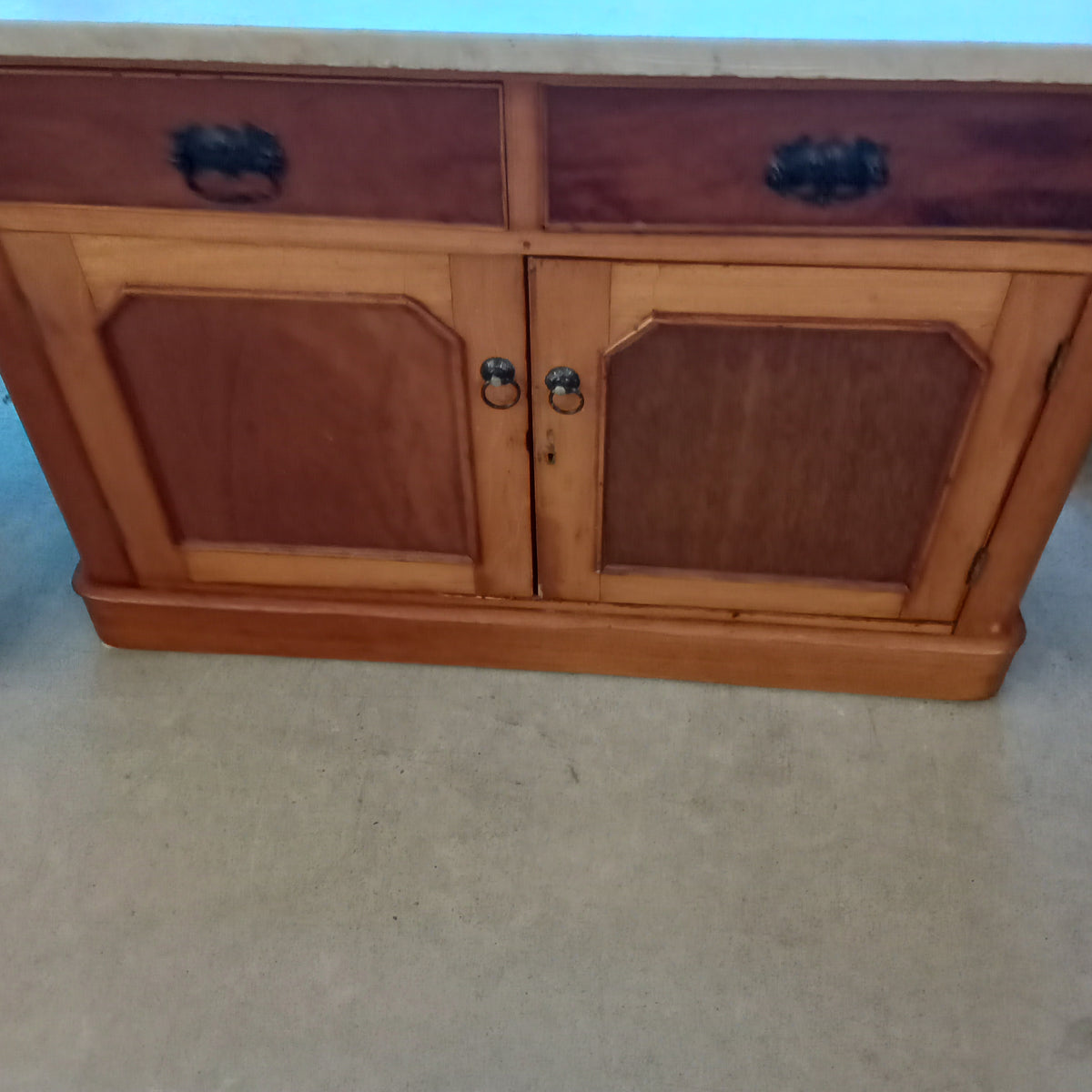 44"W Small Kitchen Island with Marble Top