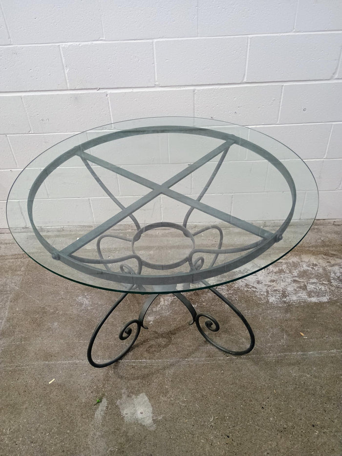 Cast Iron Table with Glass Top