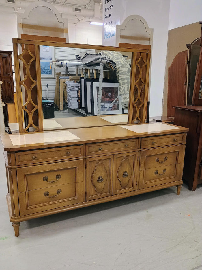 Mocha Vintage Larg Dresser W/Mirror and Multiple Drawer #XYL 4