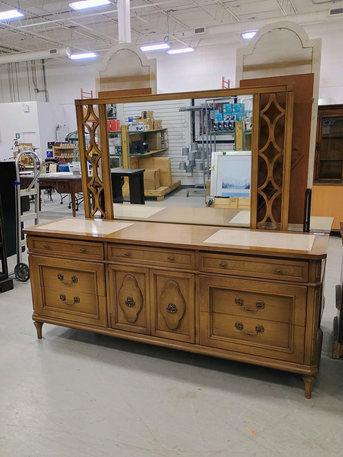 Mocha Vintage Larg Dresser W/Mirror and Multiple Drawer #XYL 4