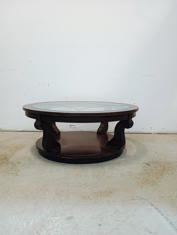 Round Coffee Table with Glass Top