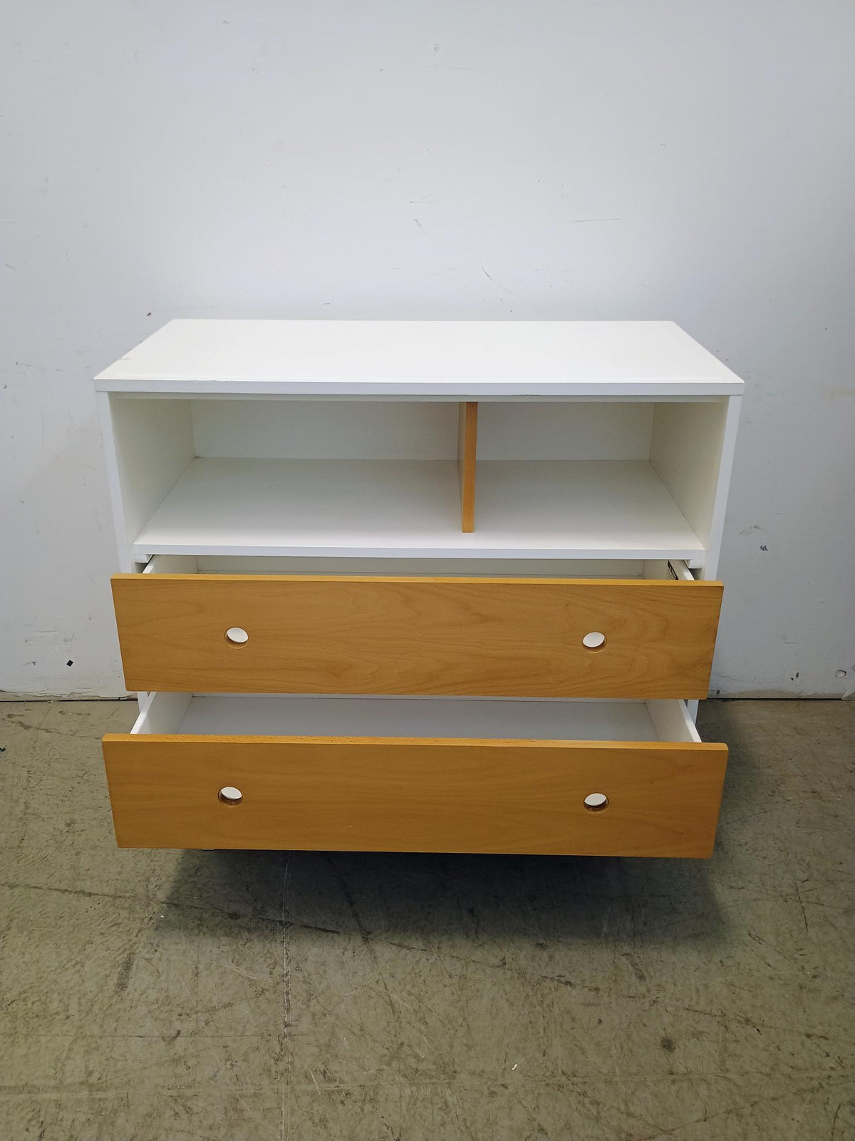 Modern Dresser in White and Maple