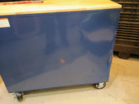 Husky Standard-Duty 41 inch W 7-Drawer Mobile Workbench with Solid Wood Top in Gloss Blue