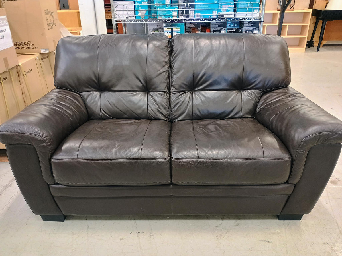 Leather Loveseat in Brown