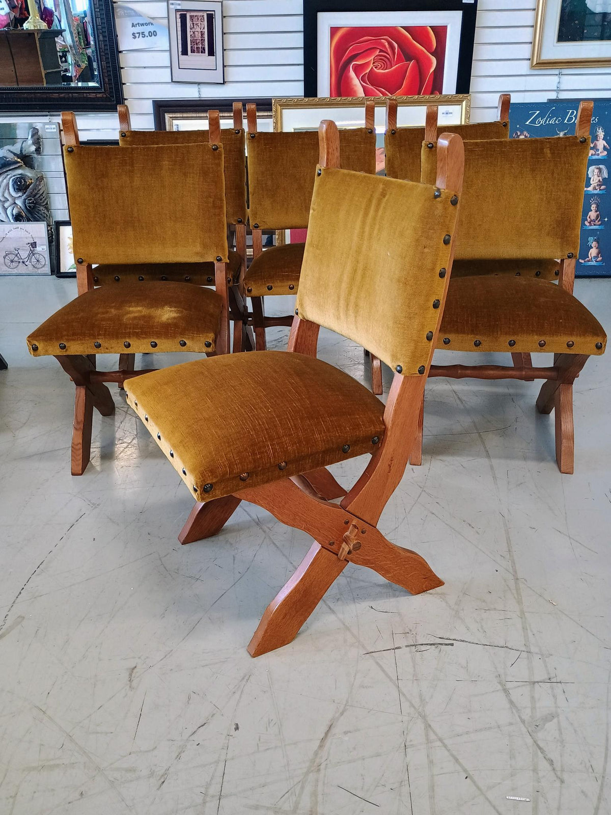 Set of 6 Solid Wood Dining Chairs