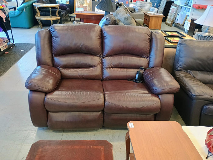 Recliner Loveseat in Brown Leather