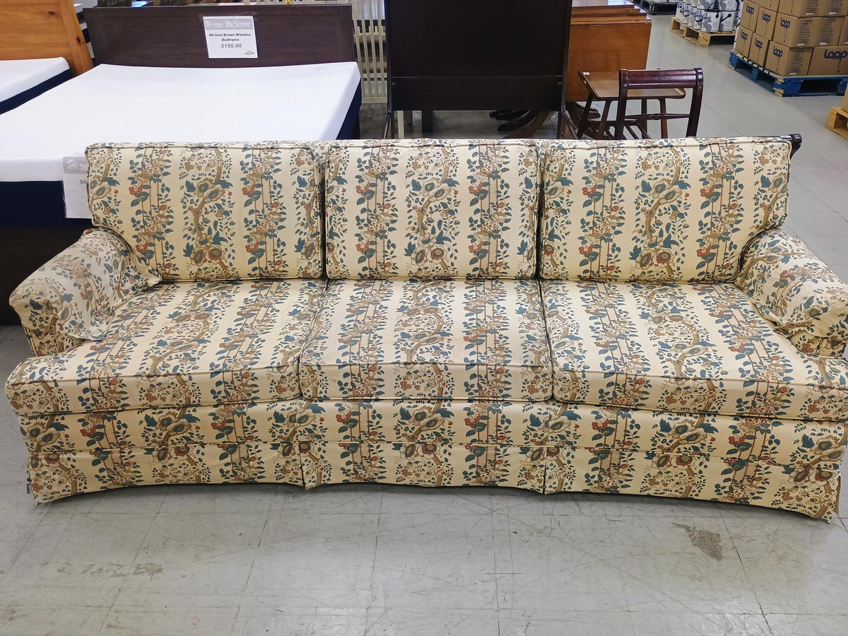86" Wide Vintage Floral Skirted Sofa