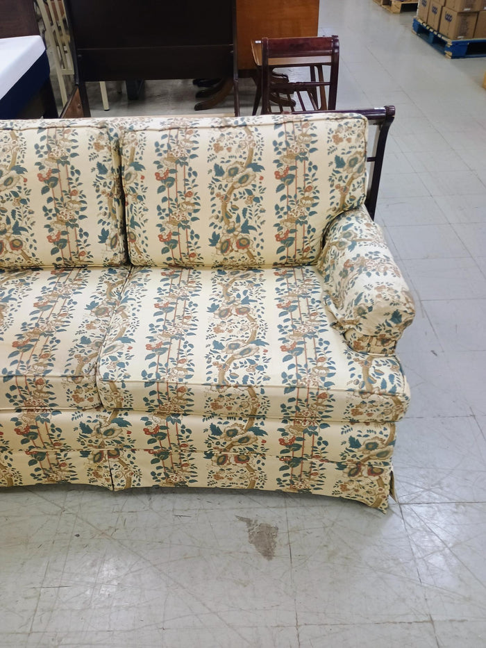 86" Wide Vintage Floral Skirted Sofa