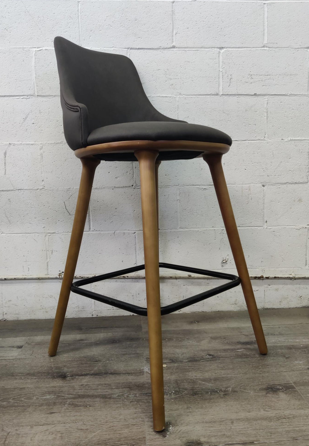 Cloudy Greige Faux Leather Bar Stool