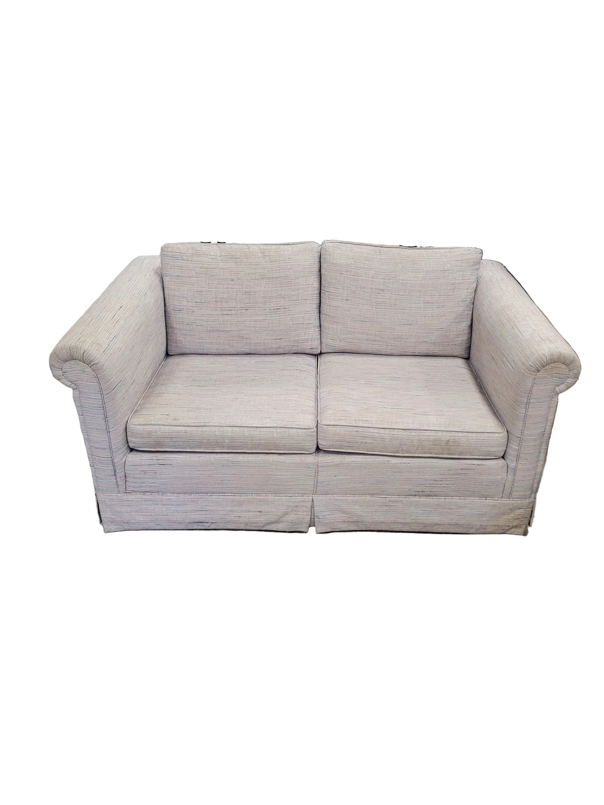 Off-White Tweed-Style Skirted Loveseat