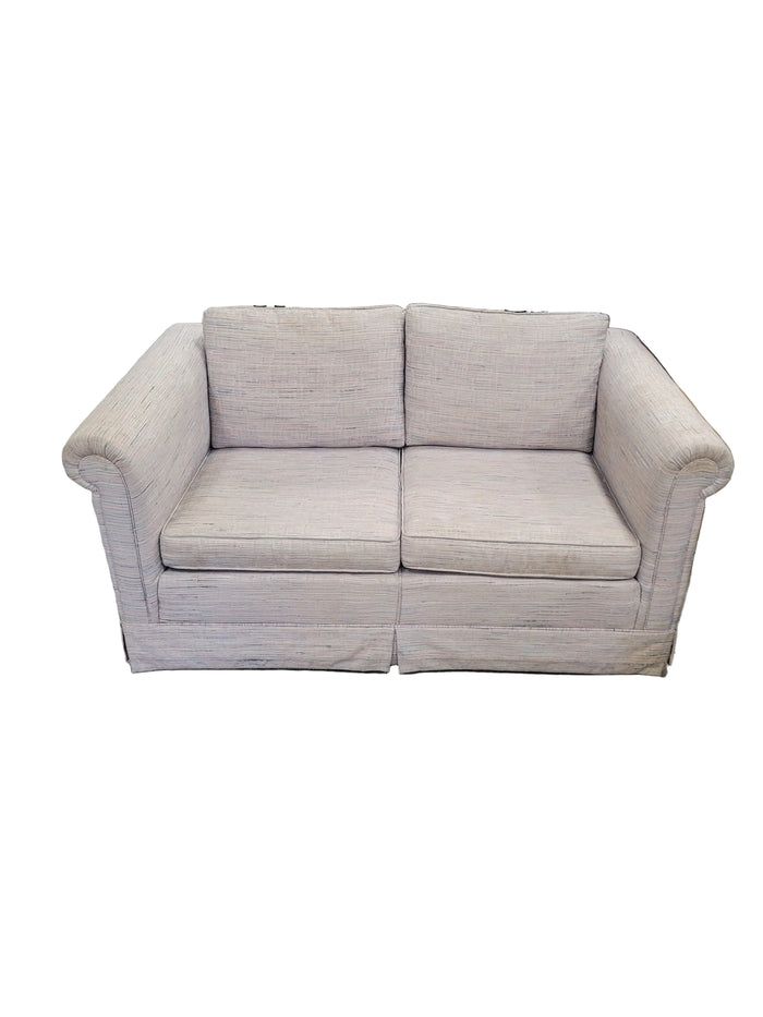 Off-White Tweed-Style Skirted Loveseat