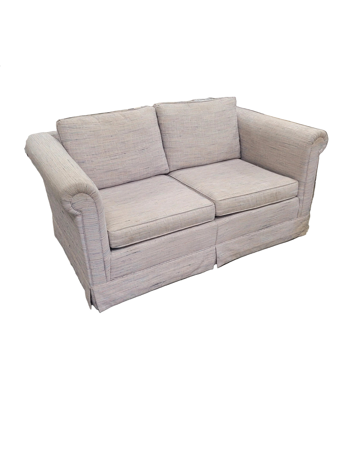 Off-White Tweed-Style Skirted Loveseat