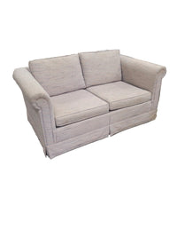 Off-White Tweed-Style Skirted Loveseat