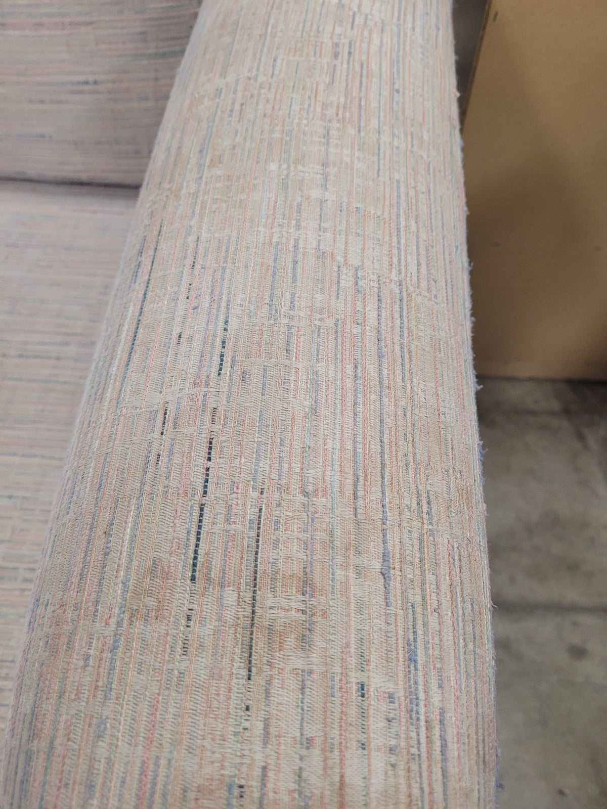 Off-White Tweed-Style Skirted Loveseat