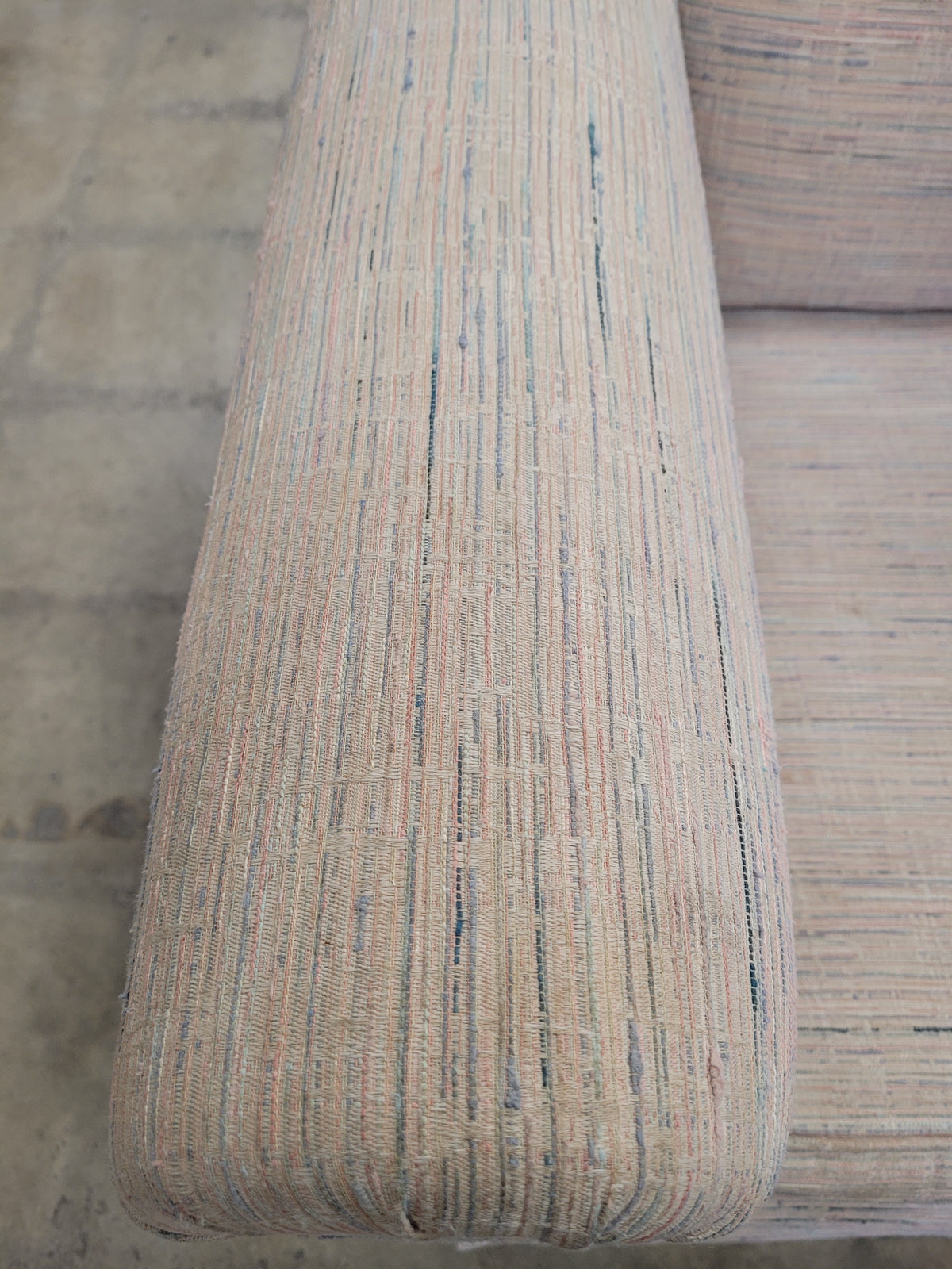 Off-White Tweed-Style Skirted Loveseat