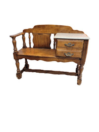Vintage Telephone Bench With Marble Top