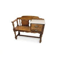 Vintage Telephone Bench With Marble Top