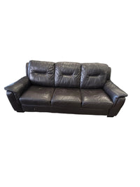 Dark Brown Leather Upholstered 3-Seater Sofa