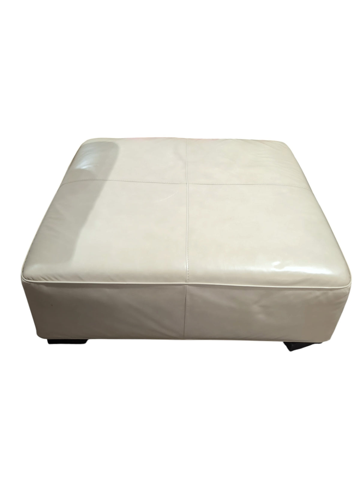 Modern Cream Leather Ottoman