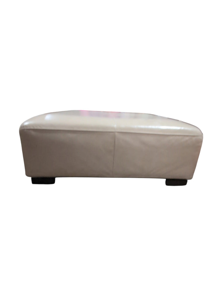 Modern Cream Leather Ottoman
