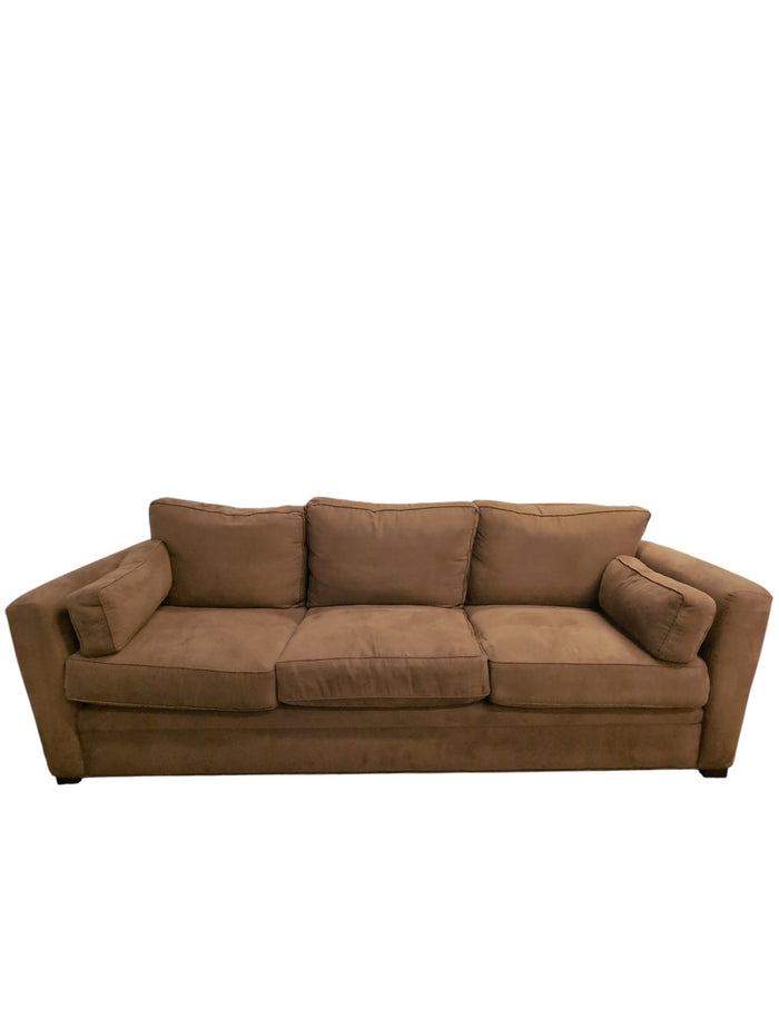 Brown Upholstered Sofa w/ Pillows