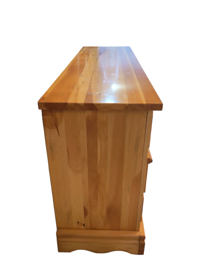 Solid Wood Dresser with Seven Drawers and Brass Handles