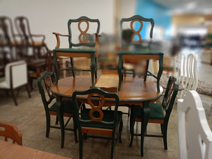 Vintage Style 7-Piece Dining Set with 1 Leaf