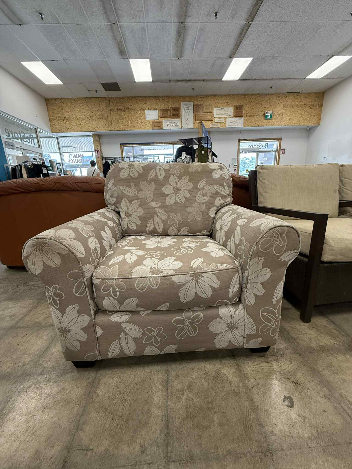 Floral Fabric Upholstered Accent Chair
