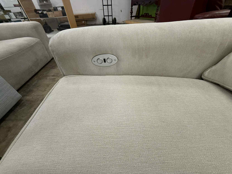 Light Colored Three Seater Power Recliner Sofa