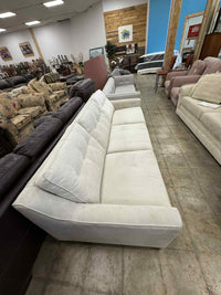 Light Colored Three Seater Power Recliner Sofa