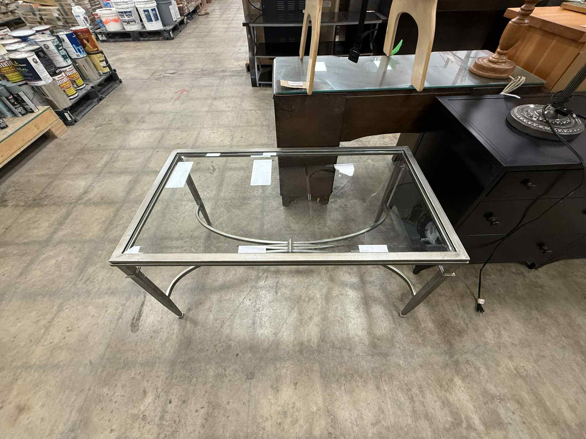 Rectangular Cocktail Table with Glass Top